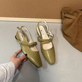 LIZAKOSHT  -  Spring New Women Sandal Fashion Round Toe Ladies Elegant Slingback Shoes Square Low Heel Outdoor Dress Pumps New Woamn Shoe